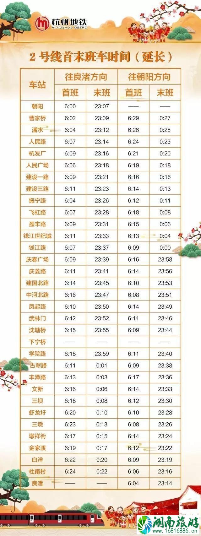 2022杭州元宵节地铁运营时间 2022杭州元宵节地铁运营时间