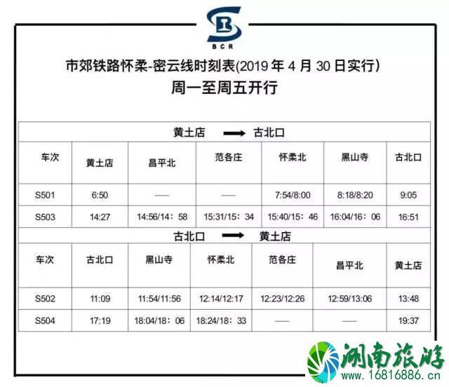 北京s5线最新时刻表2022+票价 北京s5线最新时刻表2022+票价