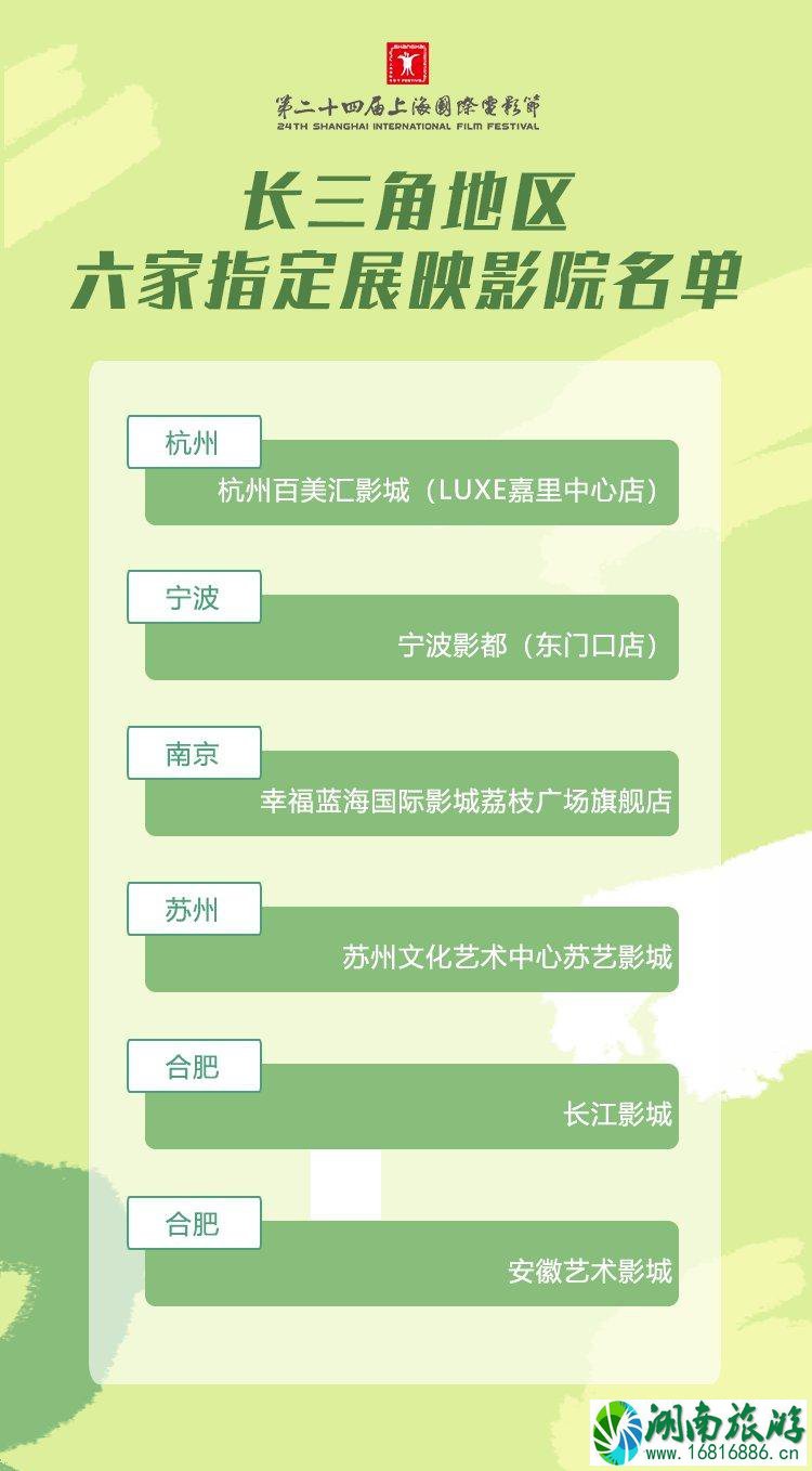 2021上海电影节长三角地区展映影院名单 2021上海电影节长三角地区展映影院名单
